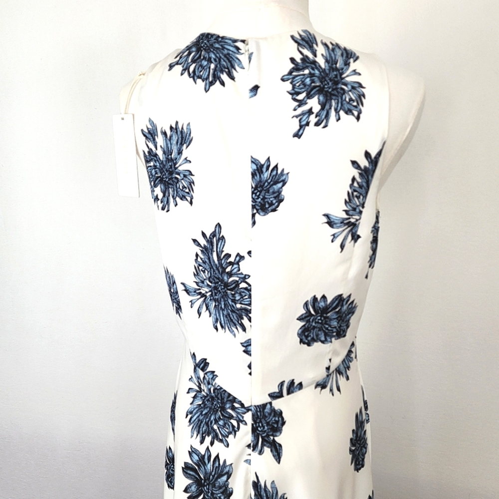NWT Nordstrom Collection Silk Midi Slip Dress Size 6 Floral Ivory & Blue - Picture 6 of 14